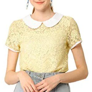 Women's short sleeve transparent lace top